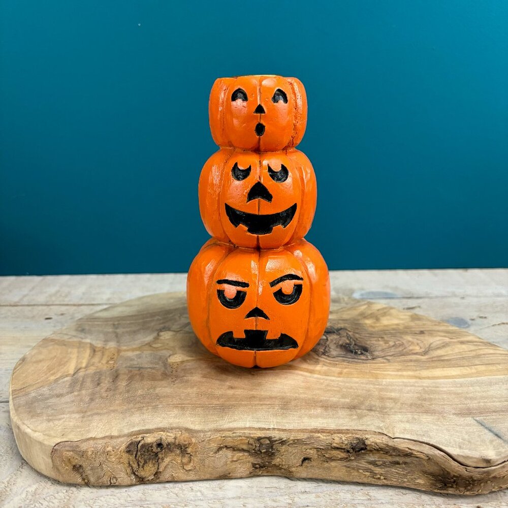 MIDWEST OF CANNON FALLS Stacked Pumpkin JOL Candlestick Primitive Halloween